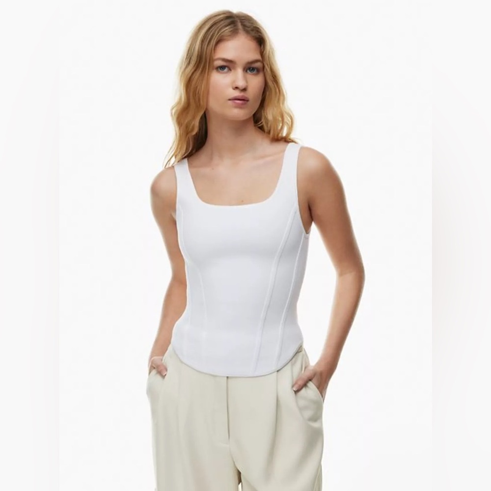 Aritzia White Square-Neck Stretch Camisole